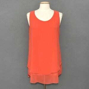 Soft Surroundings Womens Top PM Petite Coral Orange Flowy Tunic Beachy Resort